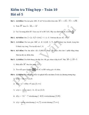 Kiểm tra Tổng hợp  Toán 10 Bài số 5